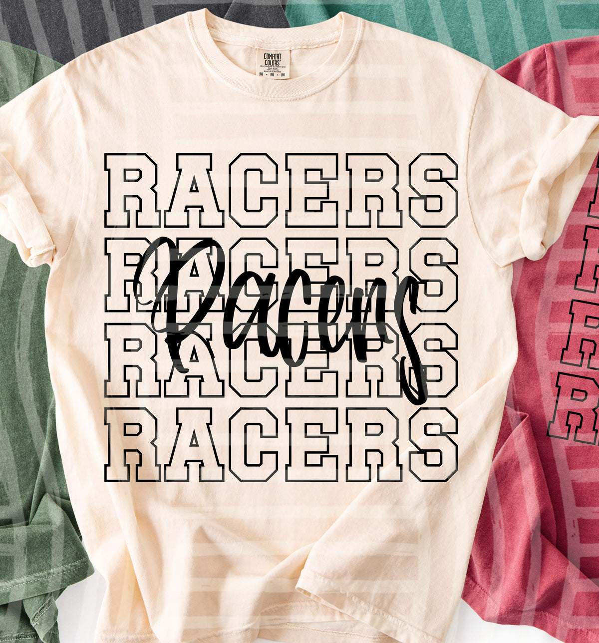 racers simple stacked outlines (Caplinger) DTF Transfer