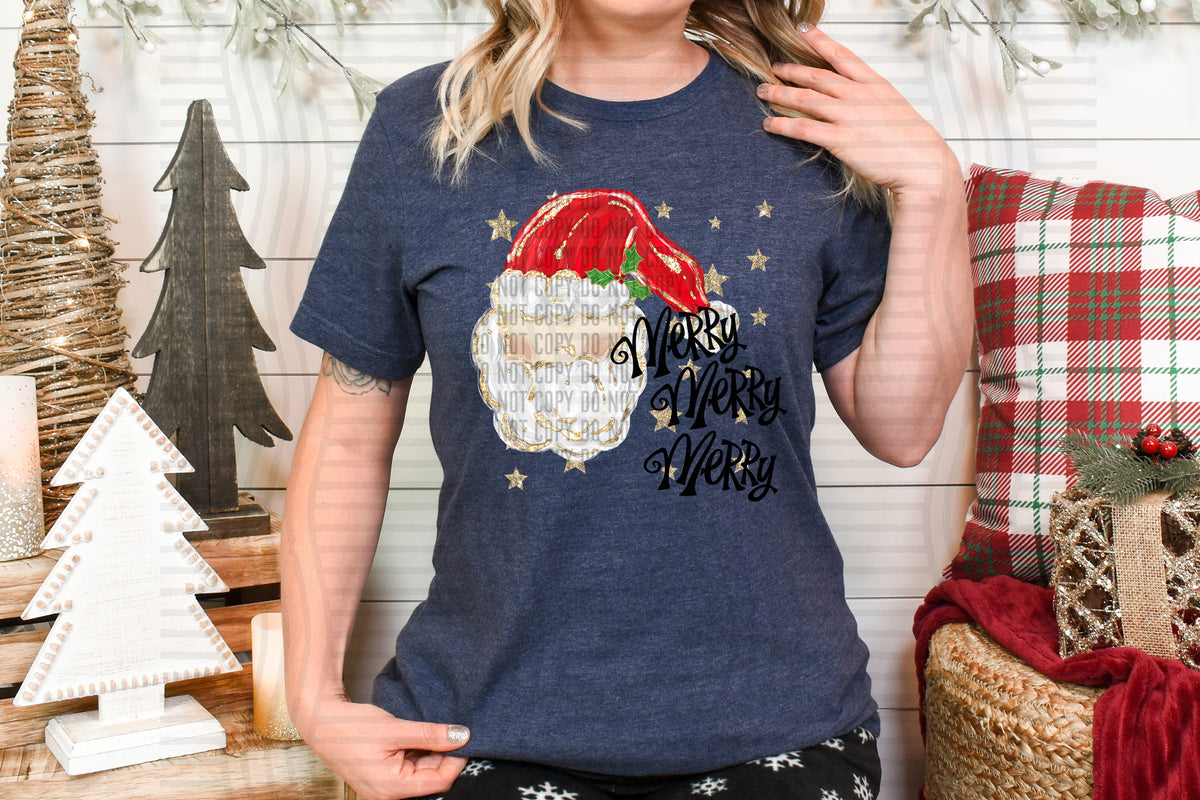 Merry Merry Merry glitter Santa (caplinger) DTF transfer