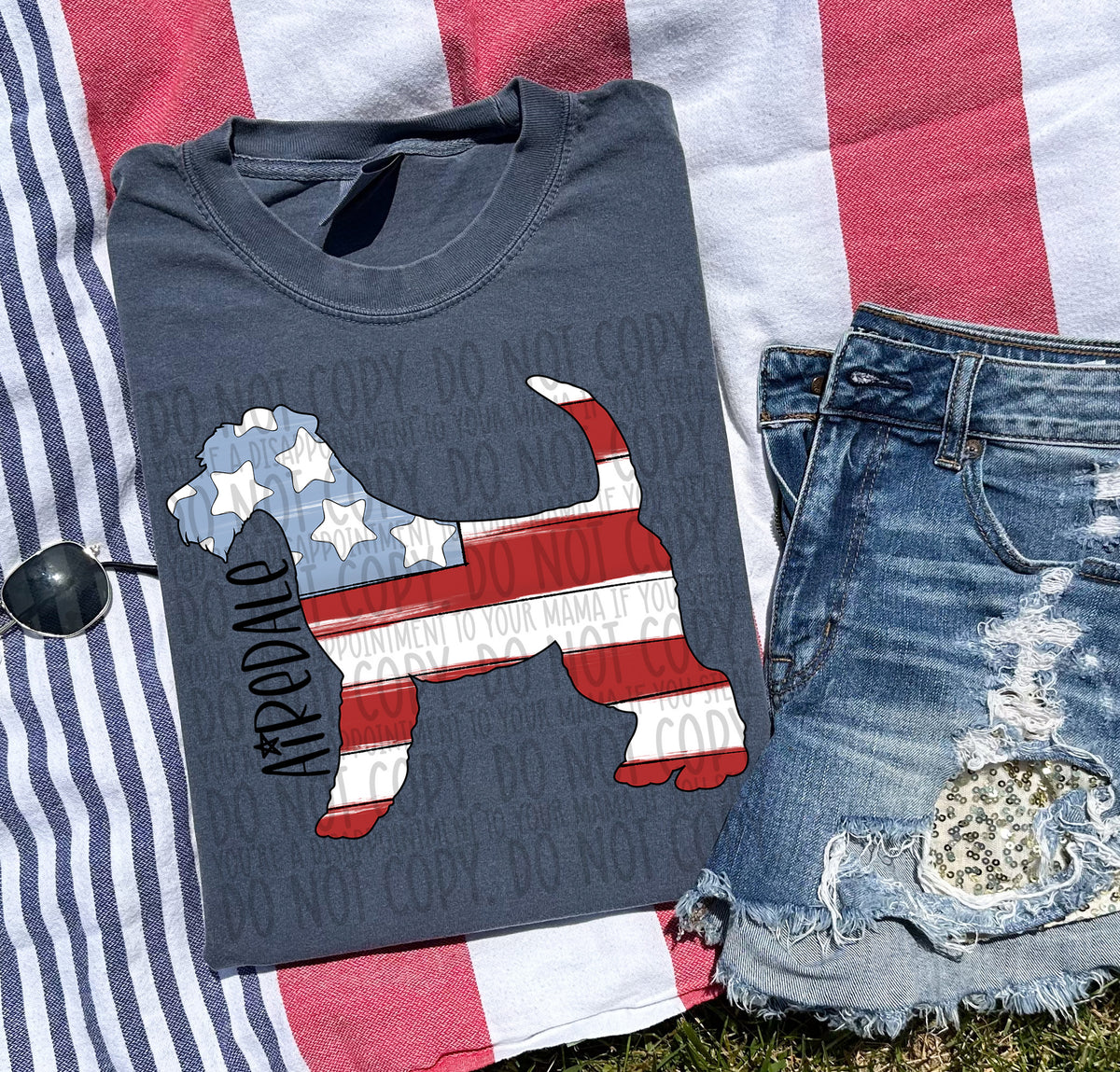 AIREDALE patriotic black (SWD) DTF transfer