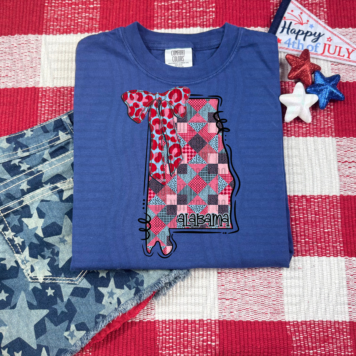 Alabama RWB faux patchwork (Caplinger) dtf transfer
