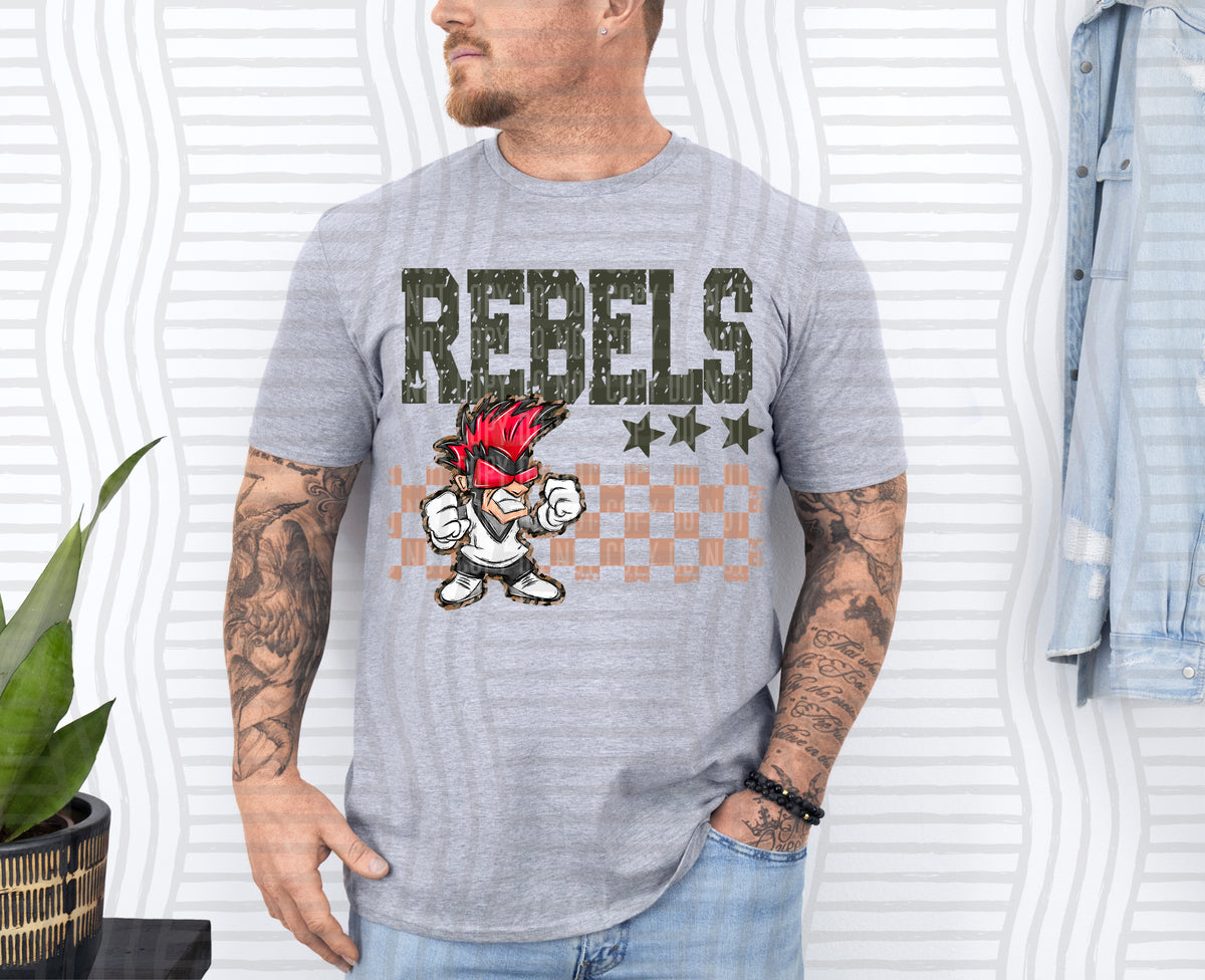 Red Rebels Tan Checker (Caplinger) DTF Transfers
