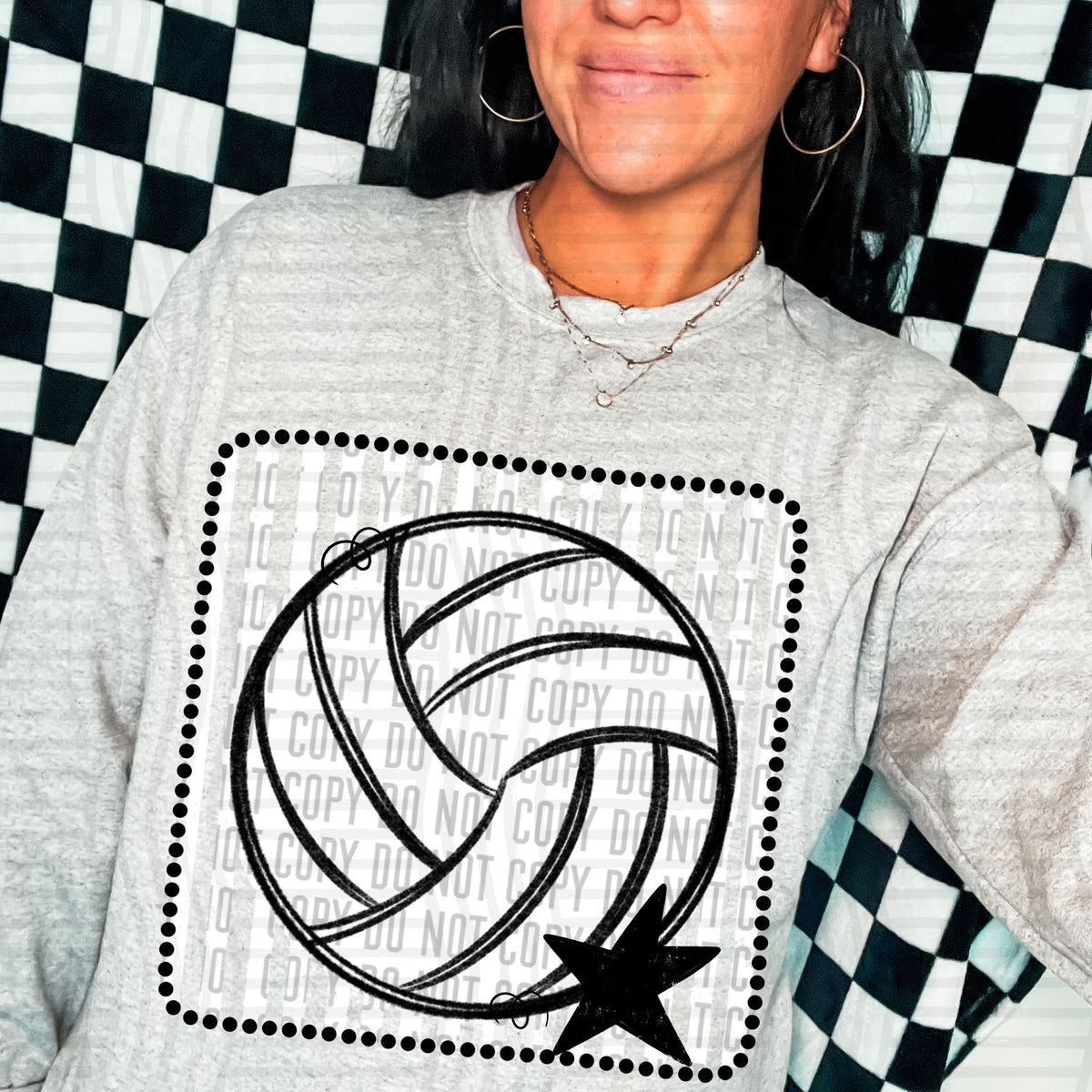 Volleyball light grey striped frame (Caplinger) DTF transfer