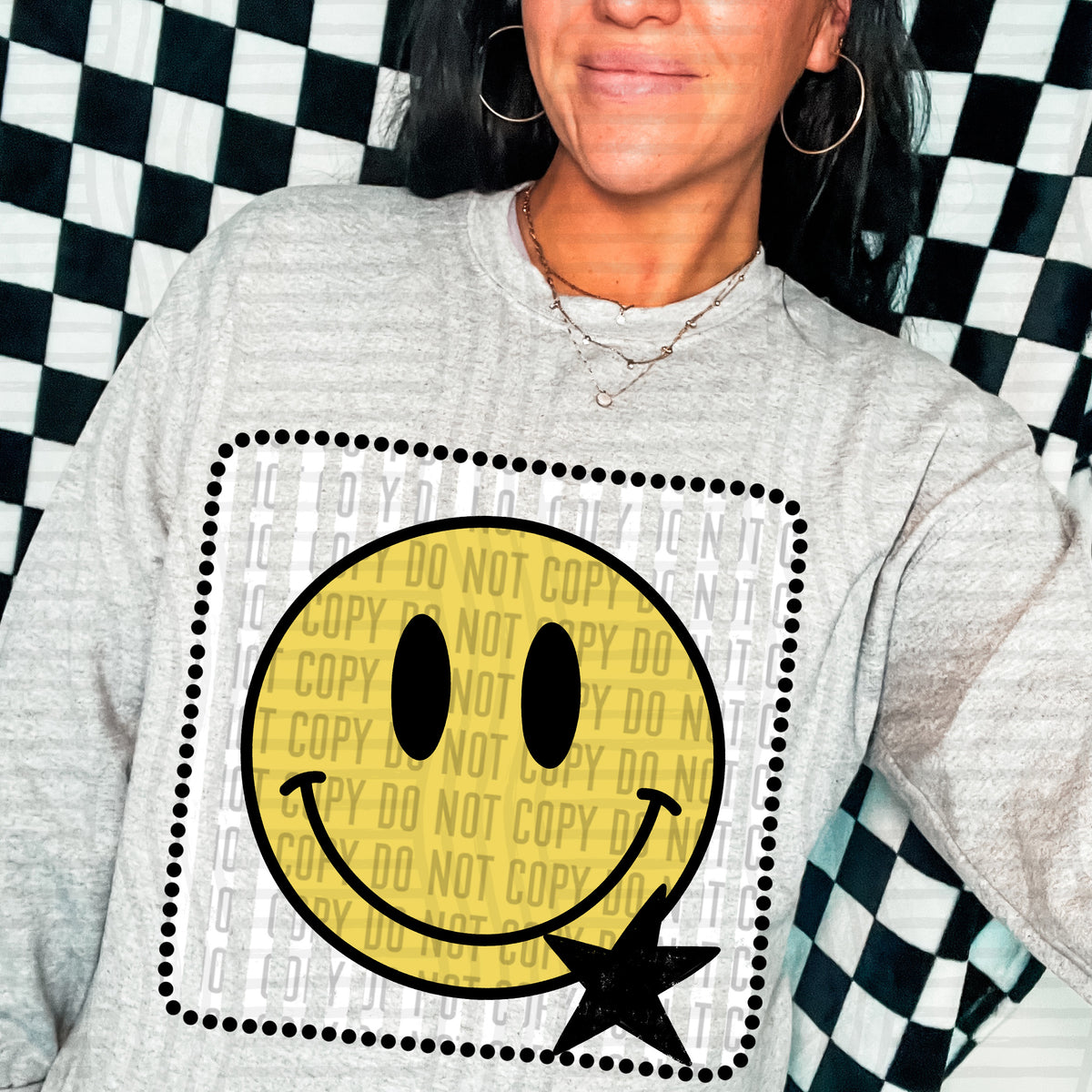 Smiley light grey striped frame (Caplinger) DTF transfer