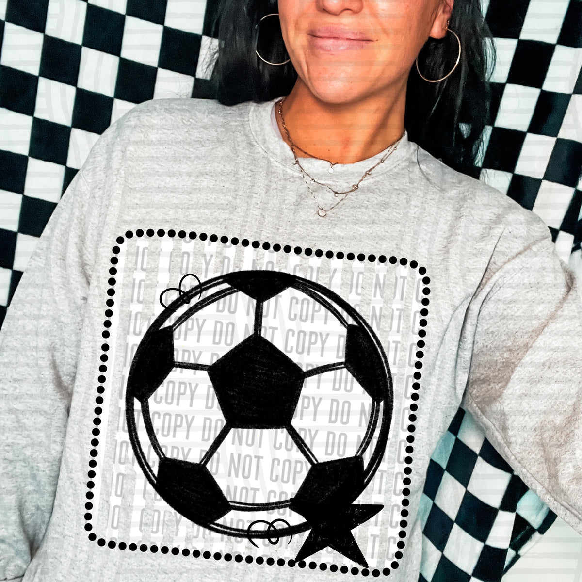 Soccer light grey striped frame (Caplinger) DTF transfer