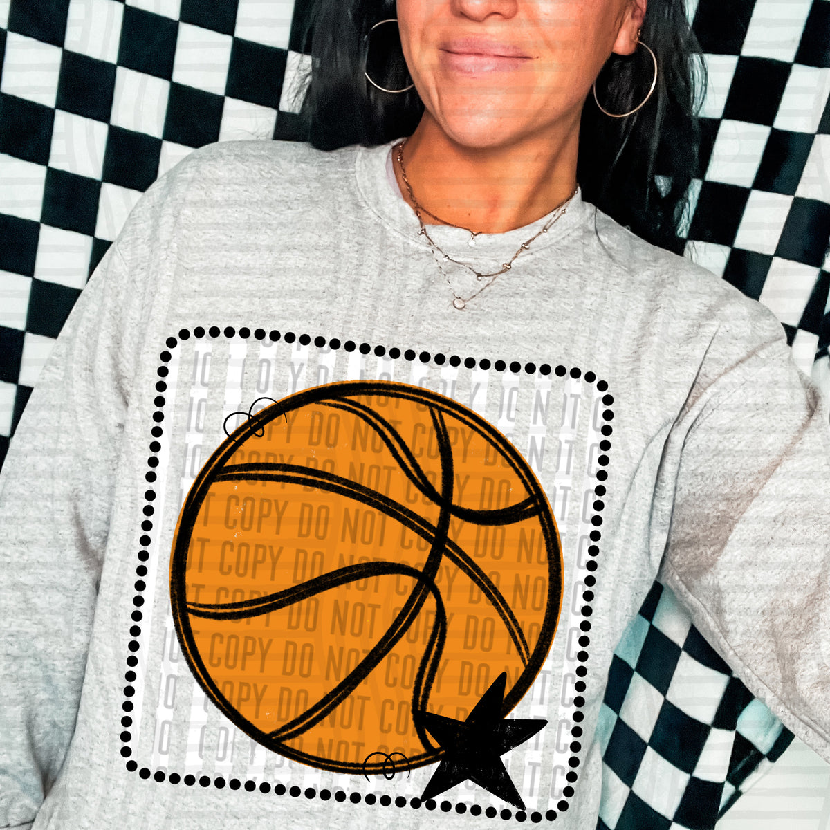 Basketball light gray striped frame (Caplinger) DTF transfer