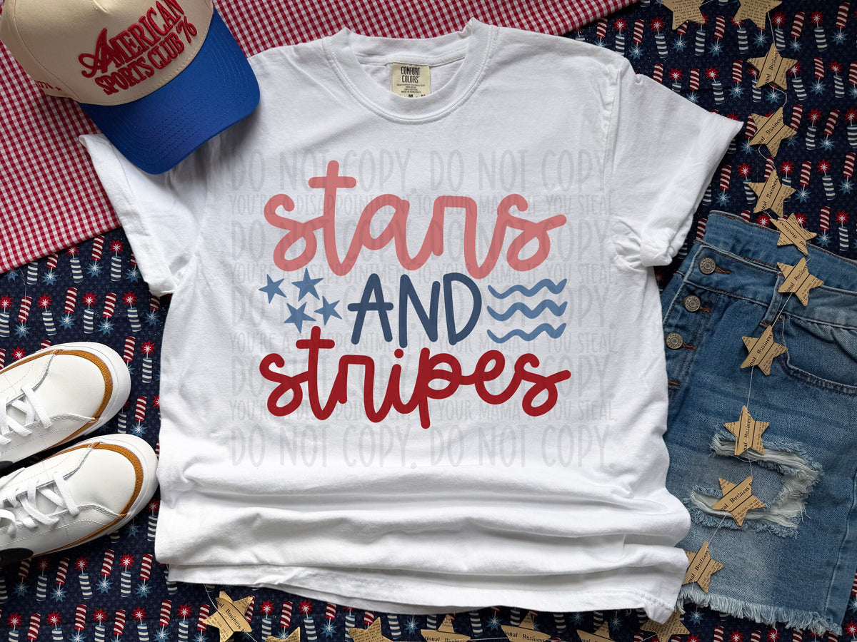 Stars and stripes words (SWD) DTF Transfer