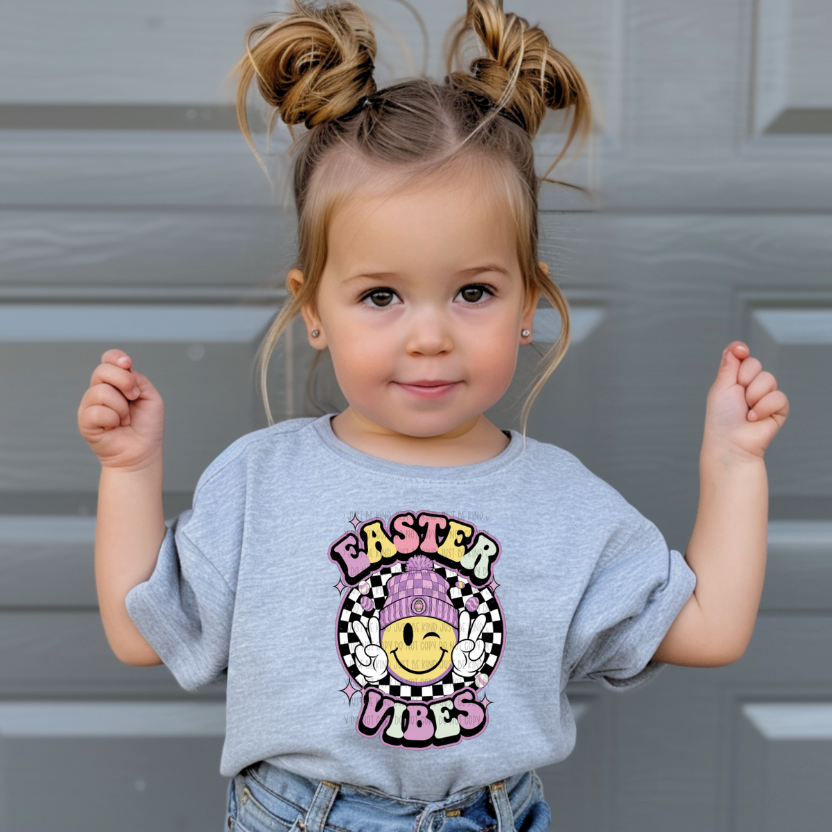 Easter Vibes Checkered Smiley (SSD) DTF transfer