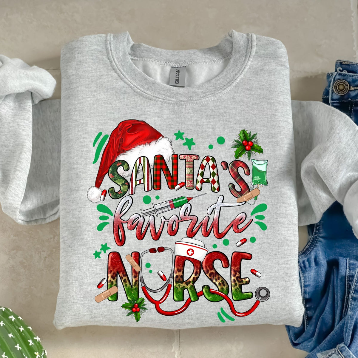Santa's Favorite Nurse-38726-DTF transfer