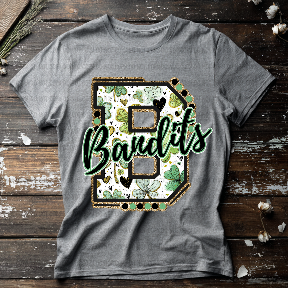 Bandits letter St. Patrick's Day GREEN (Revel) DTF Transfer