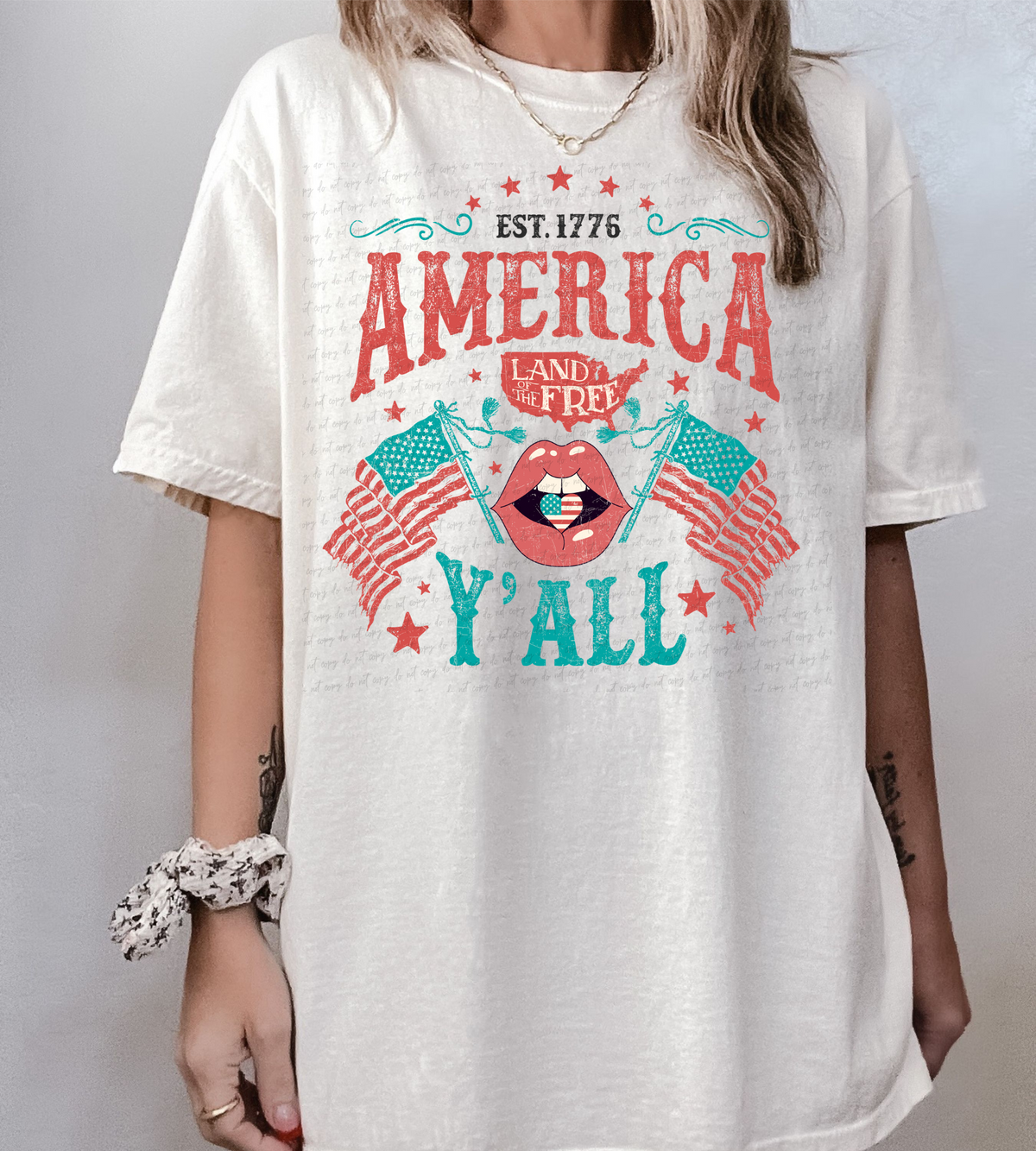 America land of the free yall 31260 DTF transfer
