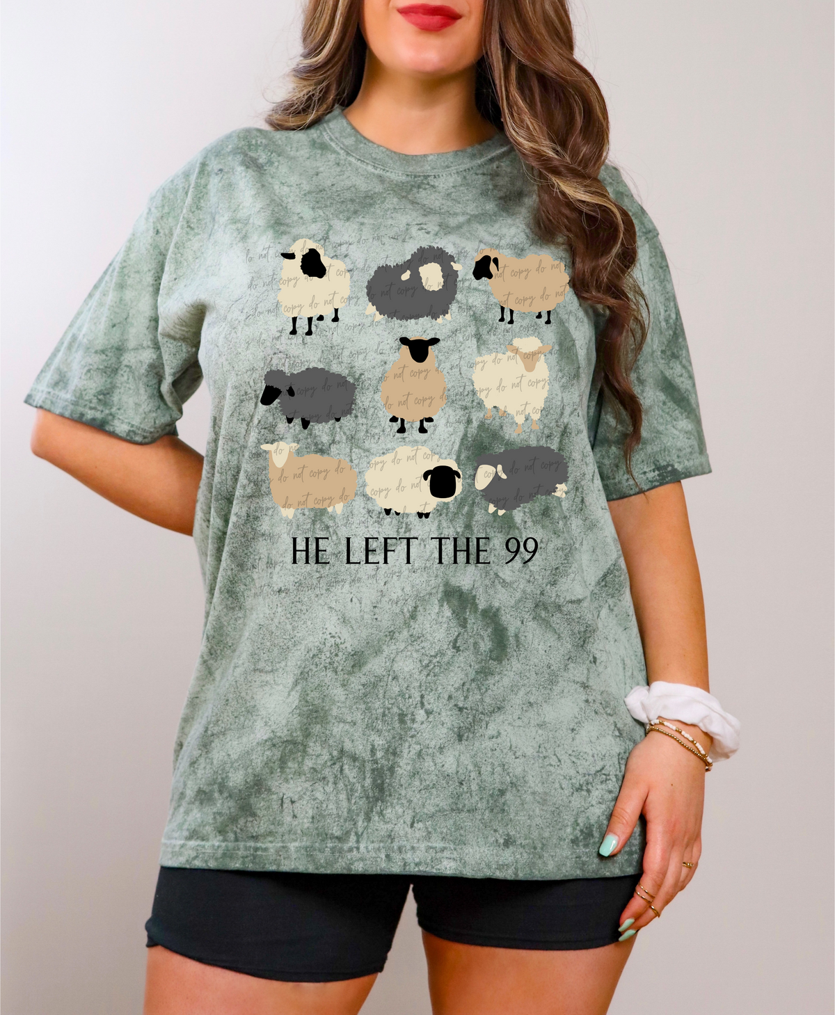 He left the 99 sheep collage 28894 DTF Transfer