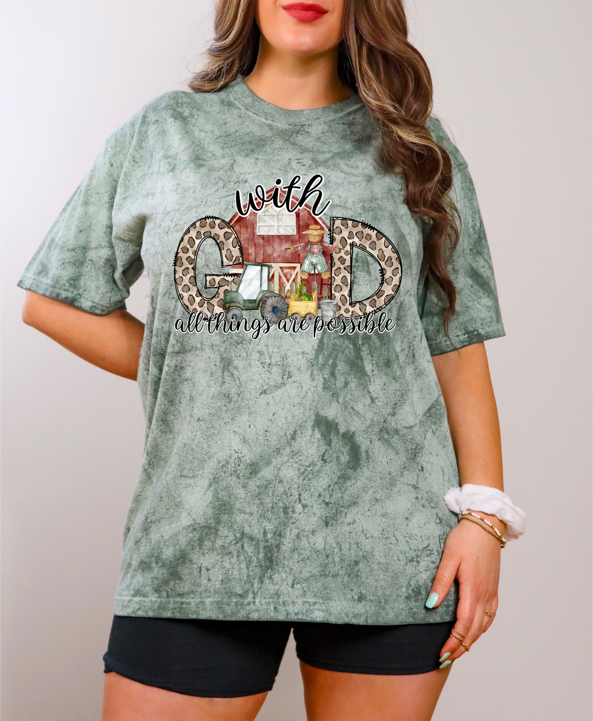 With God all things are possible farm leopard 28912 DTF Transfer