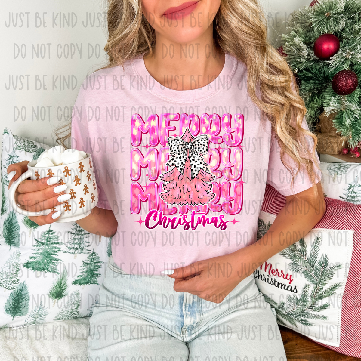 Merry Christmas Pink (RD) 72259 DTF Transfer