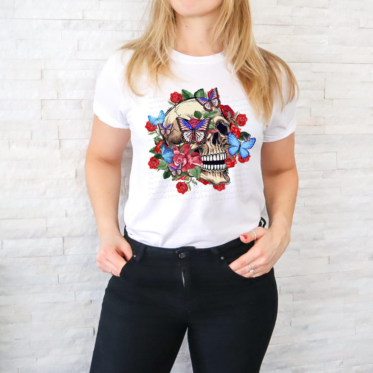 USA Butterflies with Skull 116616 DTF Transfer