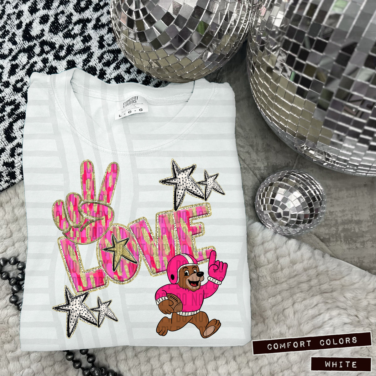 Pink Peace Love BEAR (Caplinger) 101866 DTF transfer