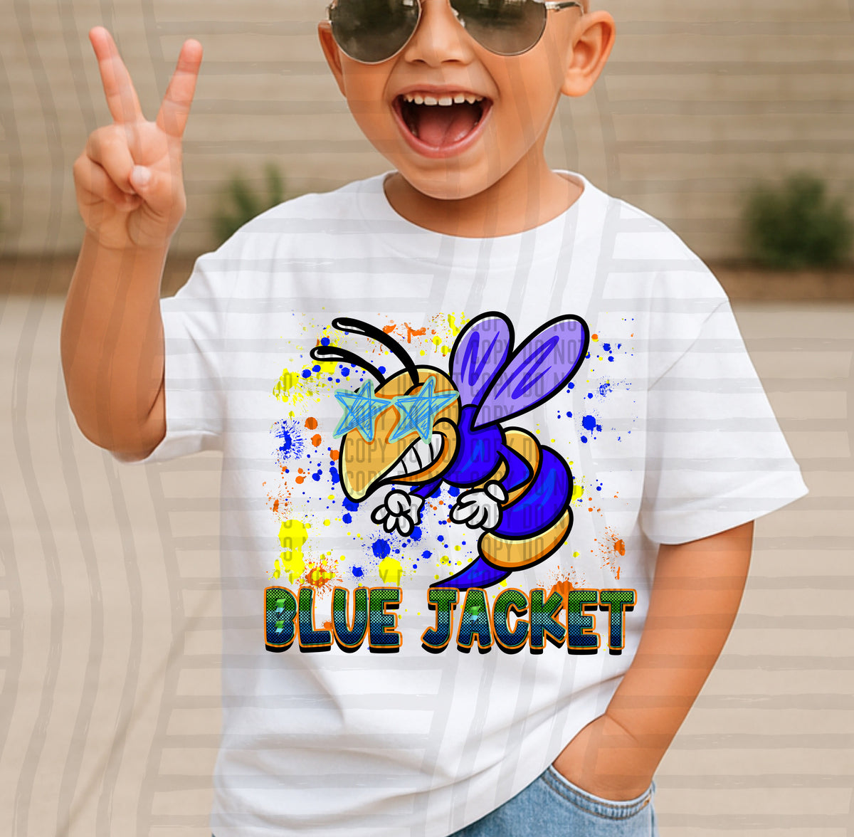 bluejacket paint splatter boy blue green and yellow (Caplinger) DTF Transfer