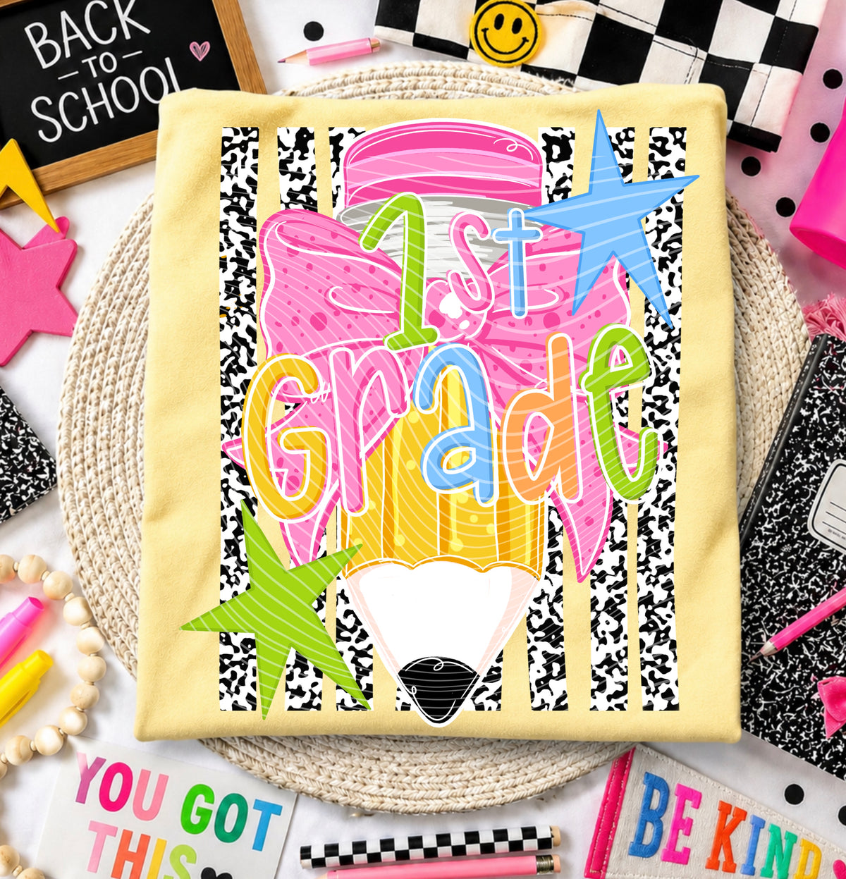 1st grade composition book stripes (AG) DTF Transfer