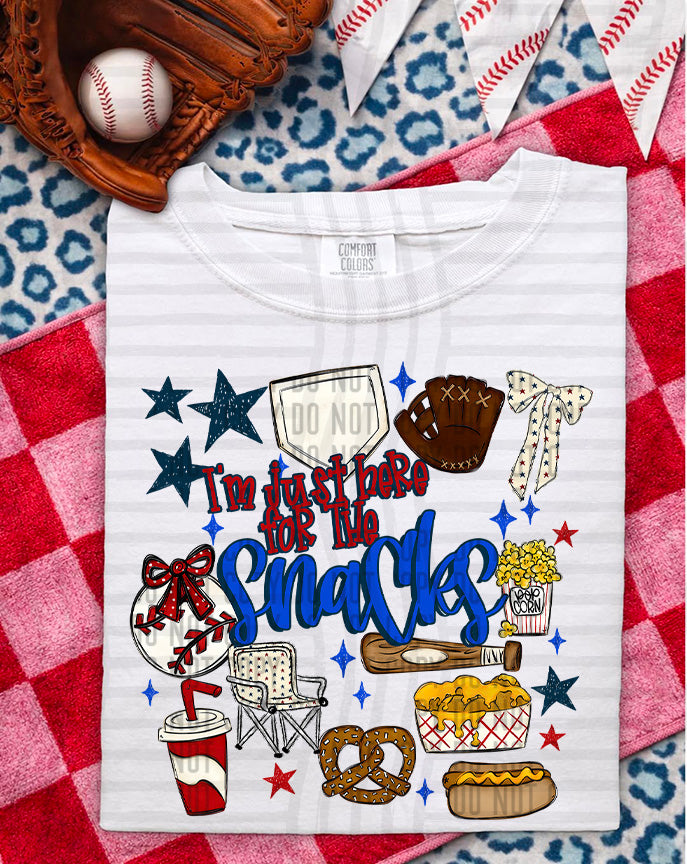 I'm just here for the snacks baseball (Caplinger) DTF Transfer