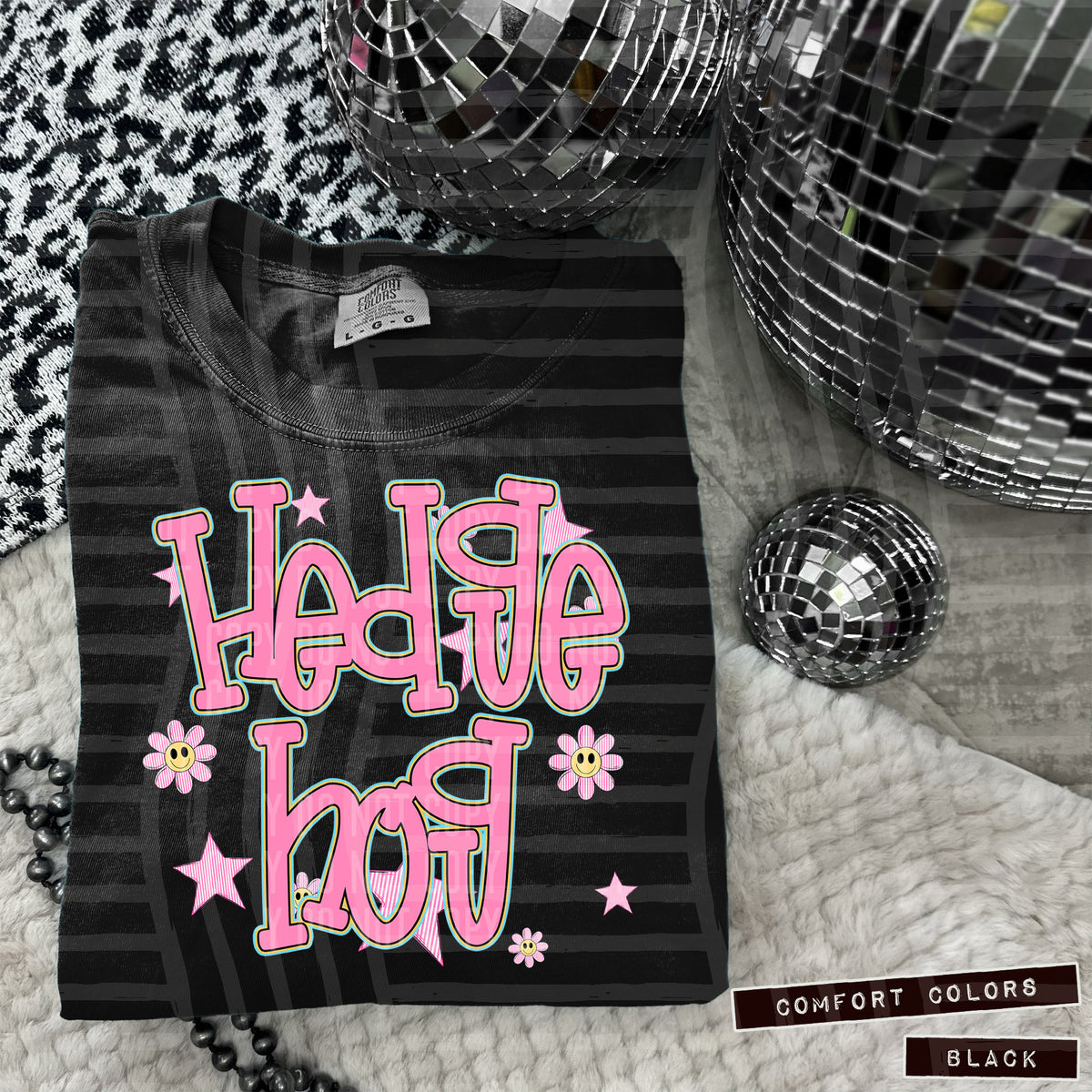 Hedgehogs Pink Flowers And Stars 108076 DTF transfer