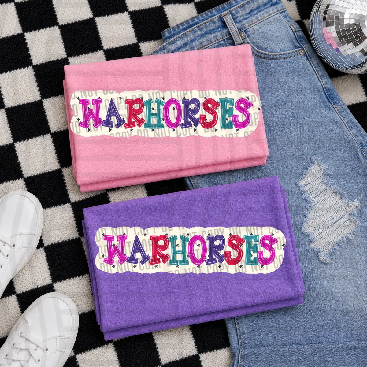 warhorses bubble around letters with small stars (Caplinger) DTF Transfer