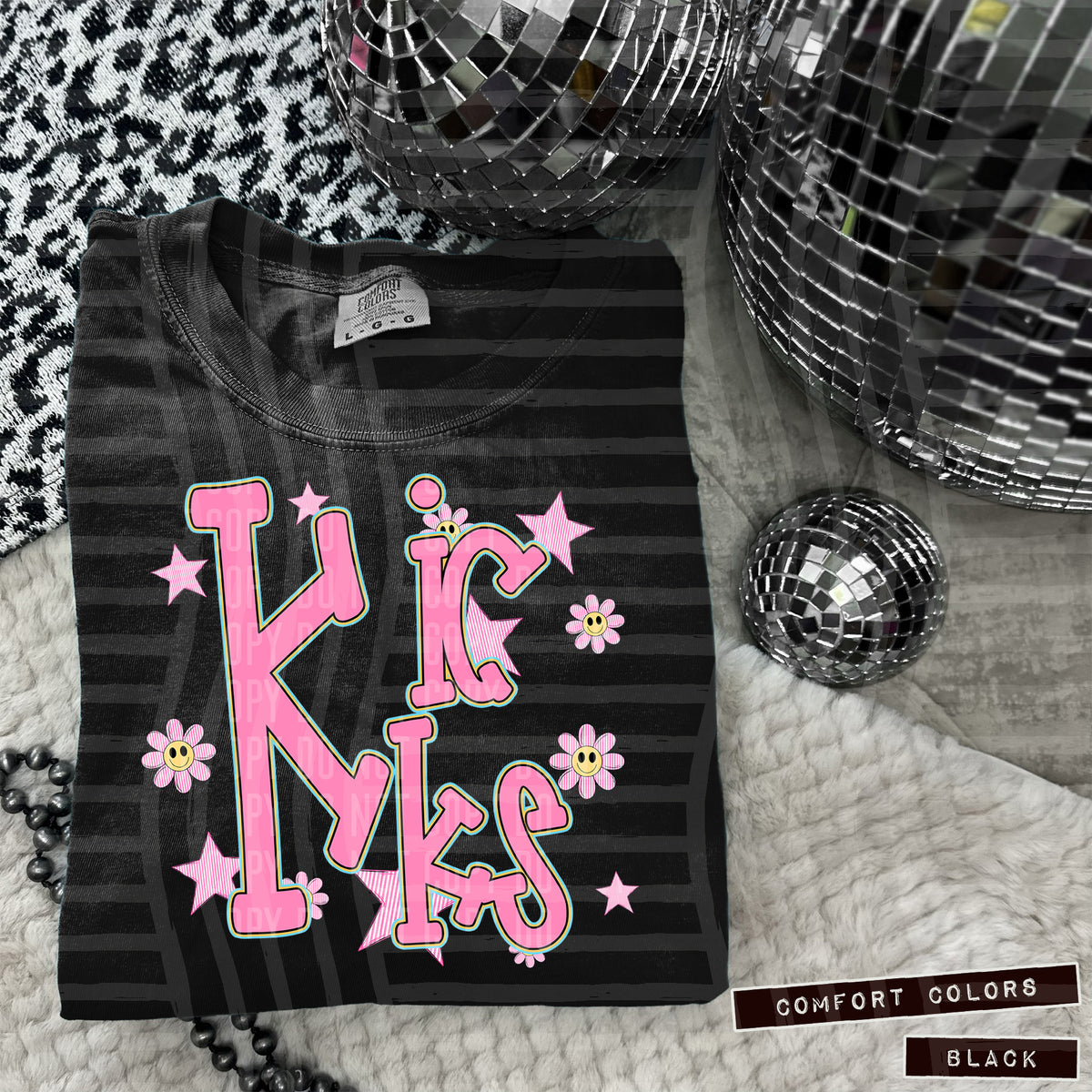 Kicks Pink Flowers And Stars 108077 DTF transfer