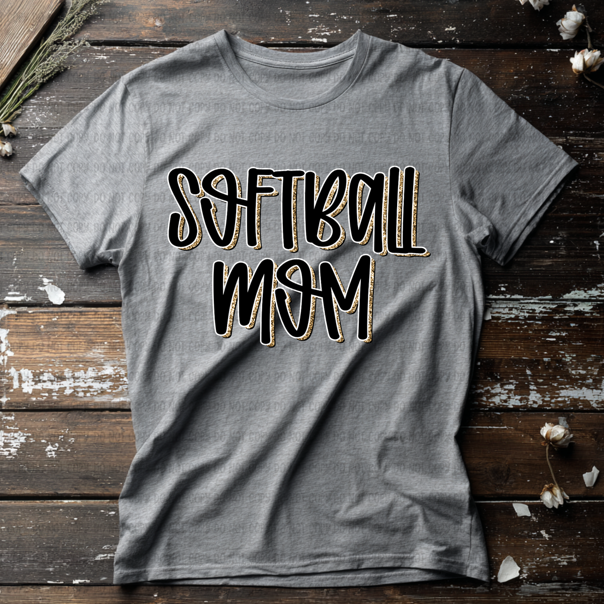 Softball mom faux glitter outline (Revel) DTF Transfer
