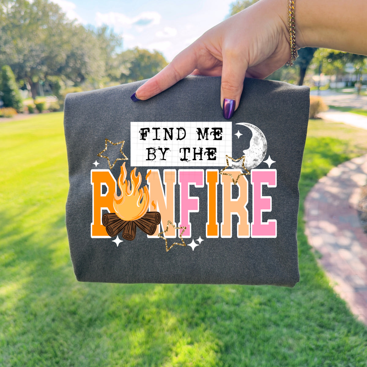 Find me by the bonfire (white) CSC DTF Transfer