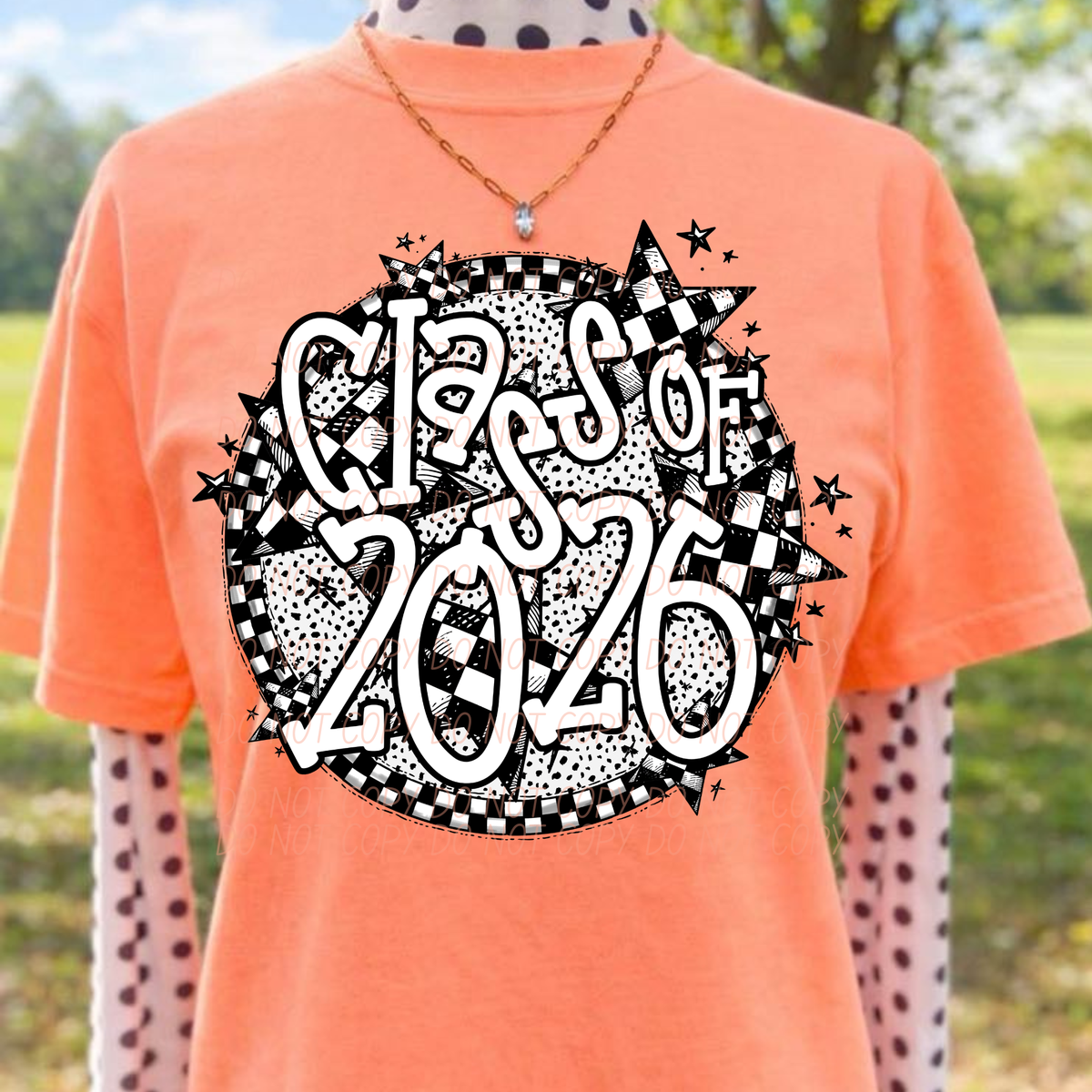Class of 2026 checkered star circle (City) DTF transfer