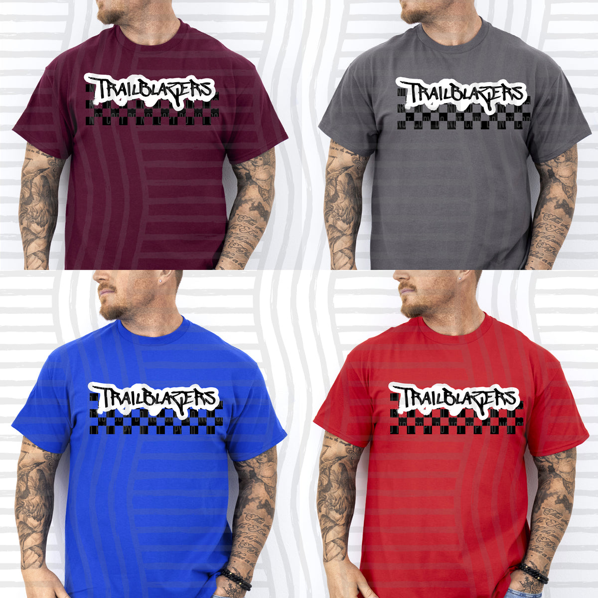 trailblazers black messy font with checkers (Caplinger) DTF Transfer