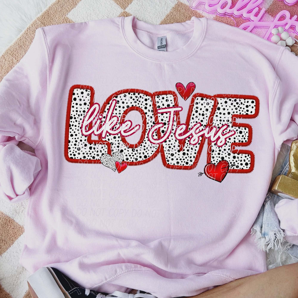 Love like Jesus polkadots (city) DTF transfer