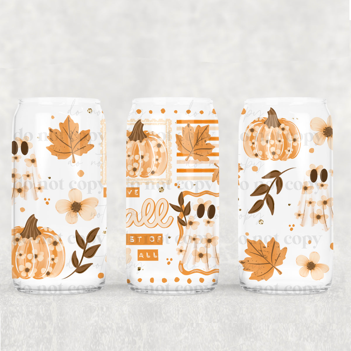 I love fall most of all (floral pumpkin and ghost) (CSC) UV DTF WRAP