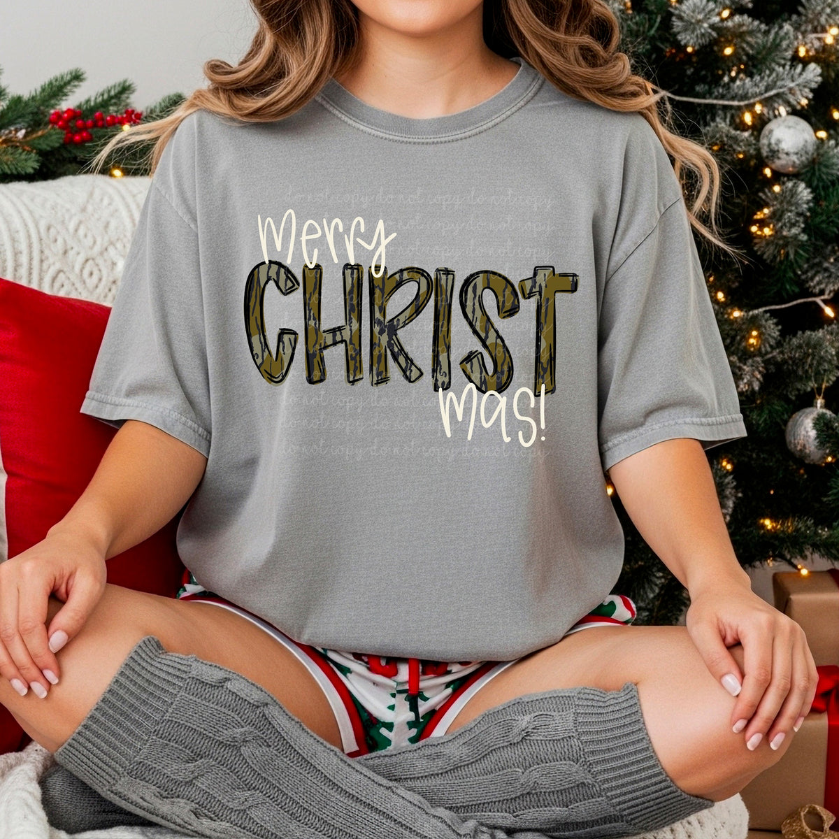 Merry Christmas white and camo 117508 DTF TRANSFER