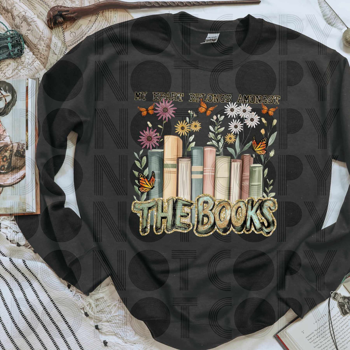 My heart belongs amongst the books 73782 DTF transfer