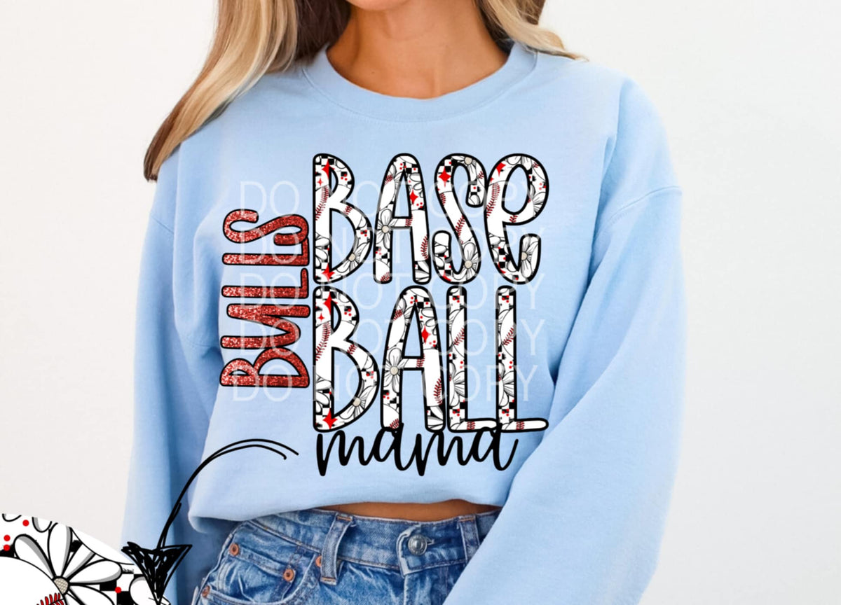 Bulls baseball mama (CSG) 85993 DTF transfer
