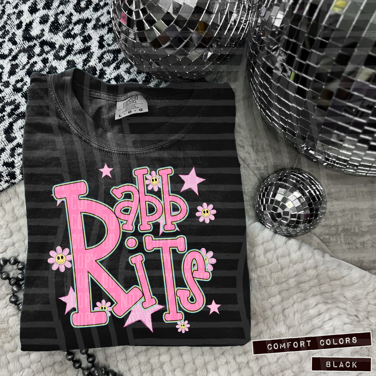 Rabbits Pink Flowers And Stars 108081 DTF transfer