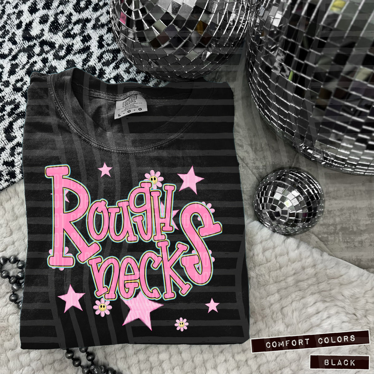 Roughnecks Pink Flowers And Stars 108082 DTF transfer