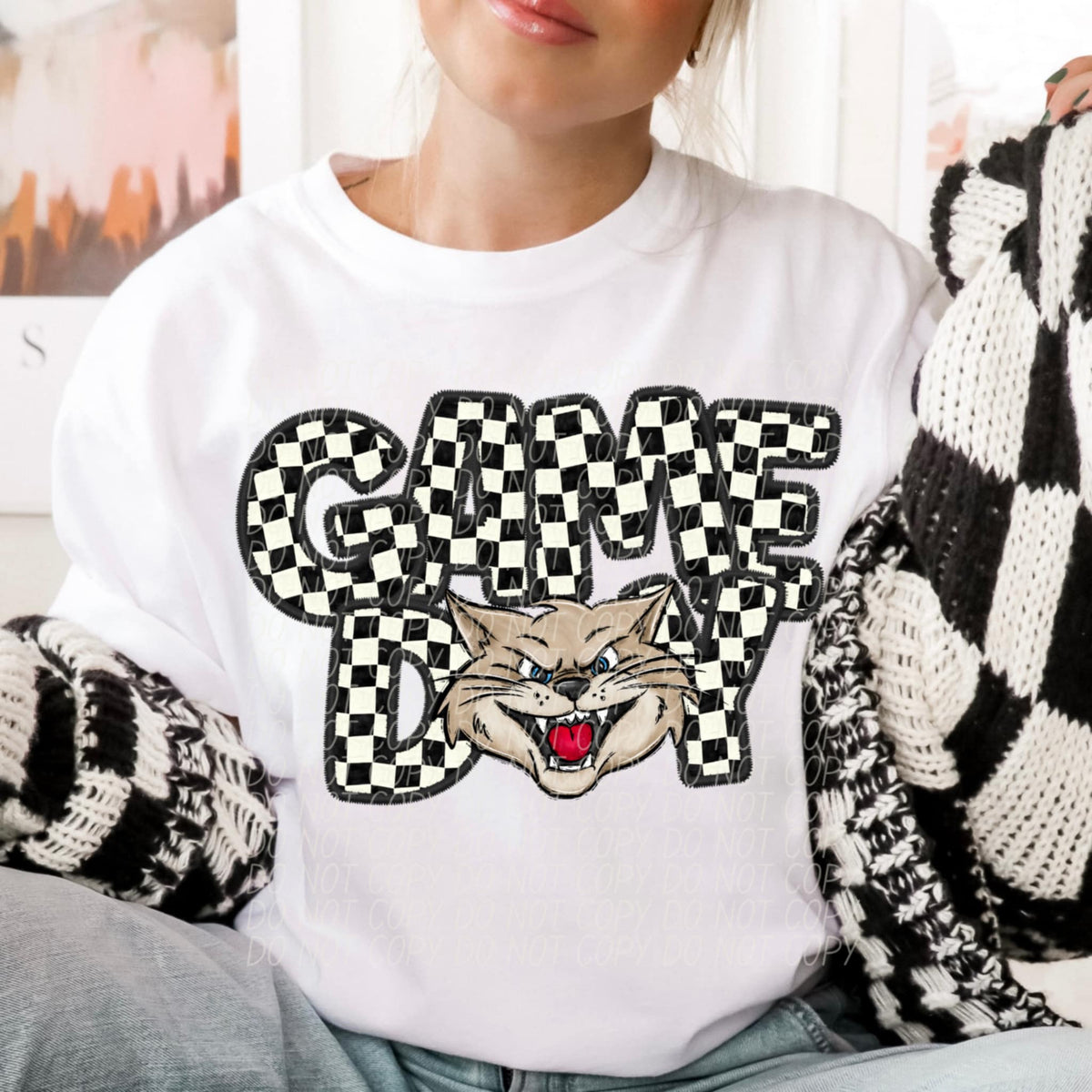 Game day wildcat checkered (CITY) 91358 DTF transfer