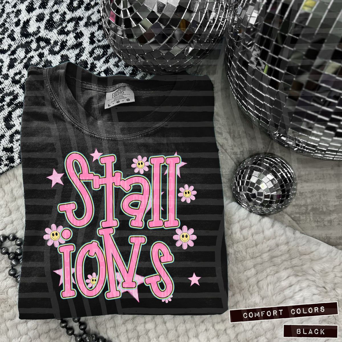 Stallions Pink Flowers And Stars 108084 DTF transfer