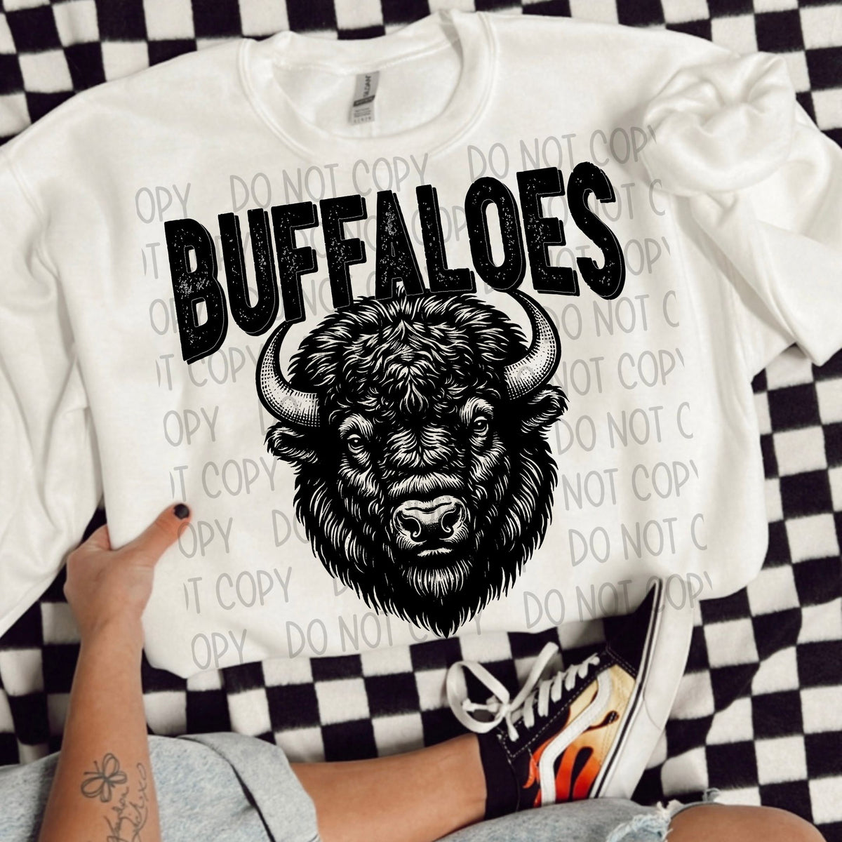 Buffaloes black/white outline DTF transfer