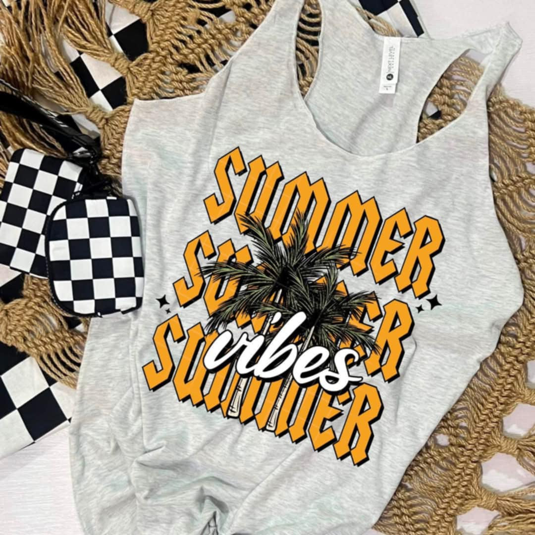 Summer vibes yellow font stacked (CSC) 98974 DTF transfer