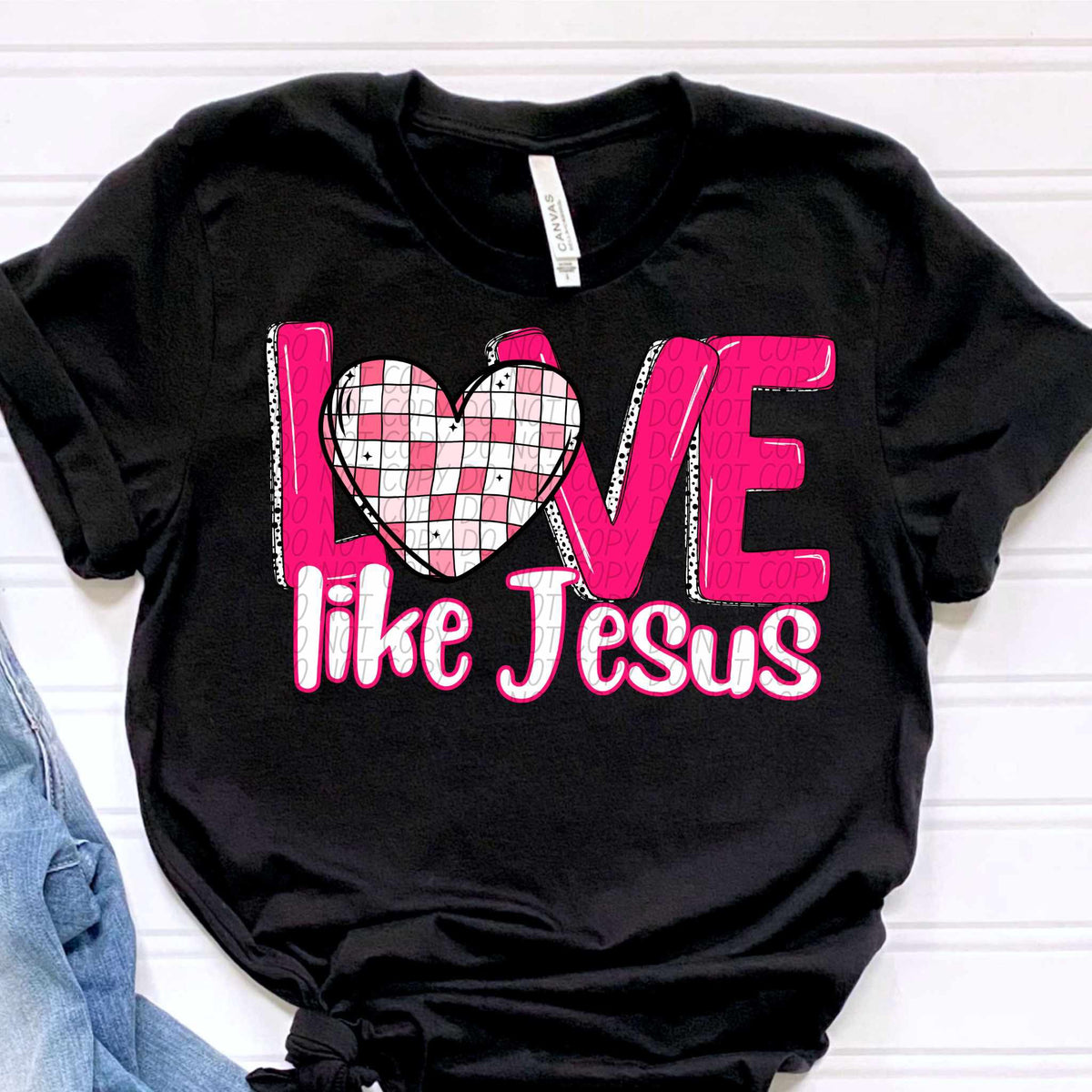 Love like Jesus checkered heart (CITY) 75755 DTF transfer