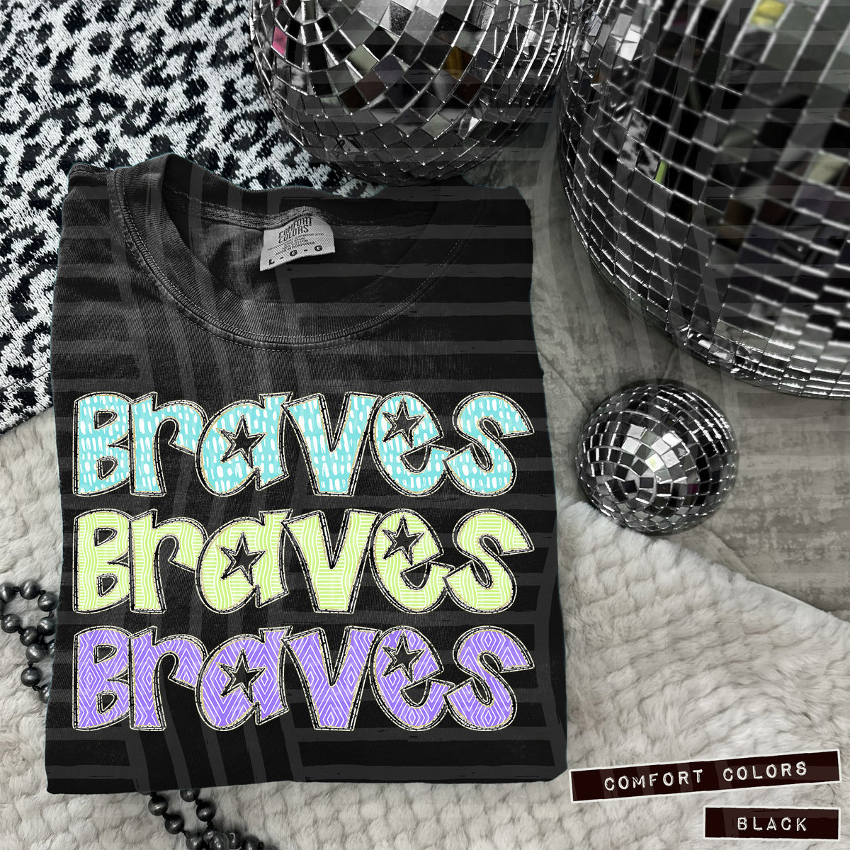 Braves Pastel Star Stacked (Caplinger) 101565 DTF transfer