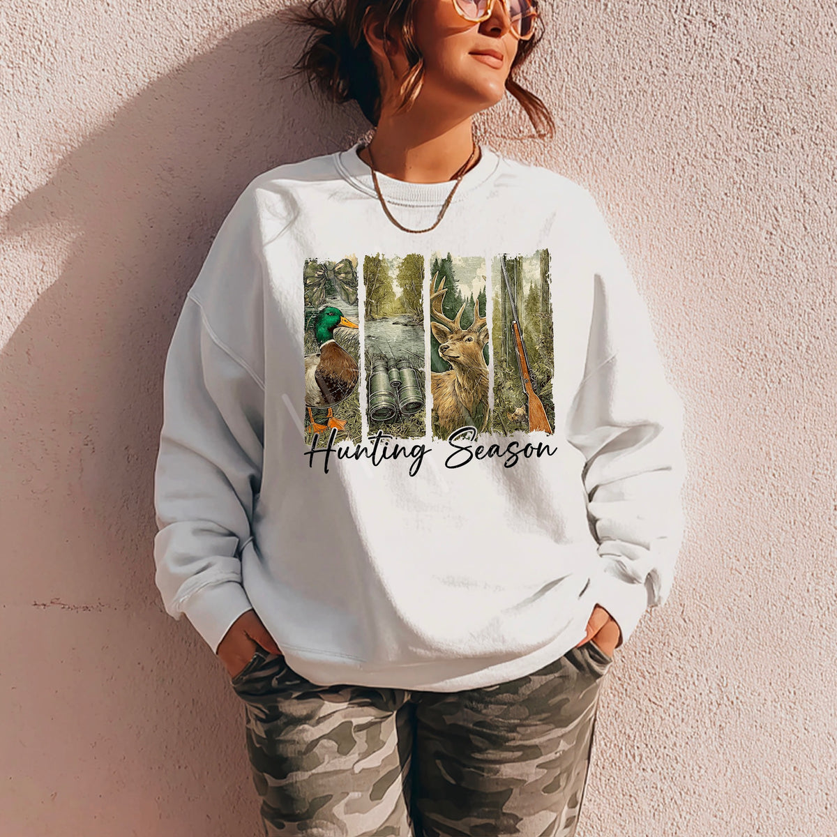 Hunting Season Brushstoke duck deer bow (black words) 113665 DTF transfer