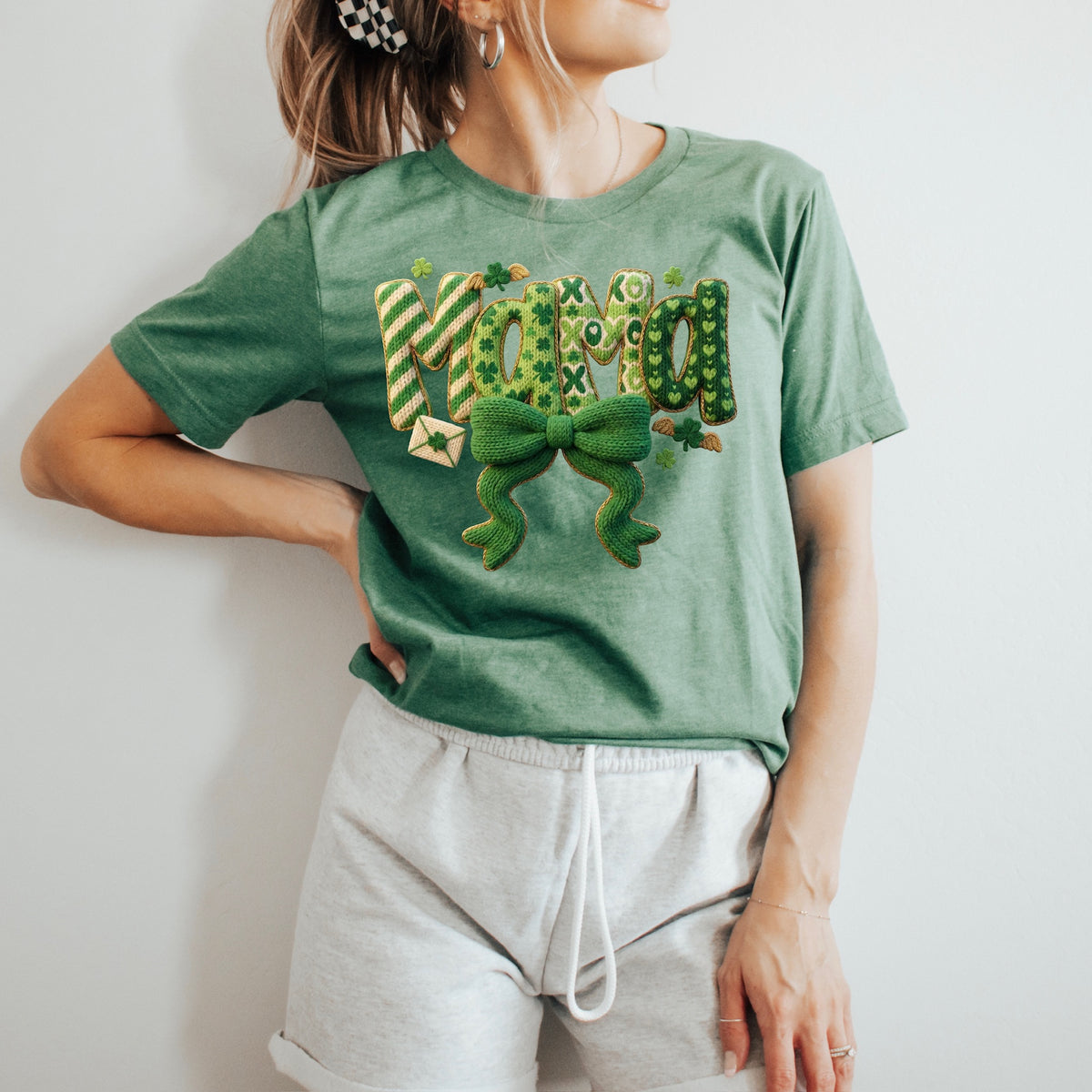 Mama faux crochet st Patrick’s day DTF transfer