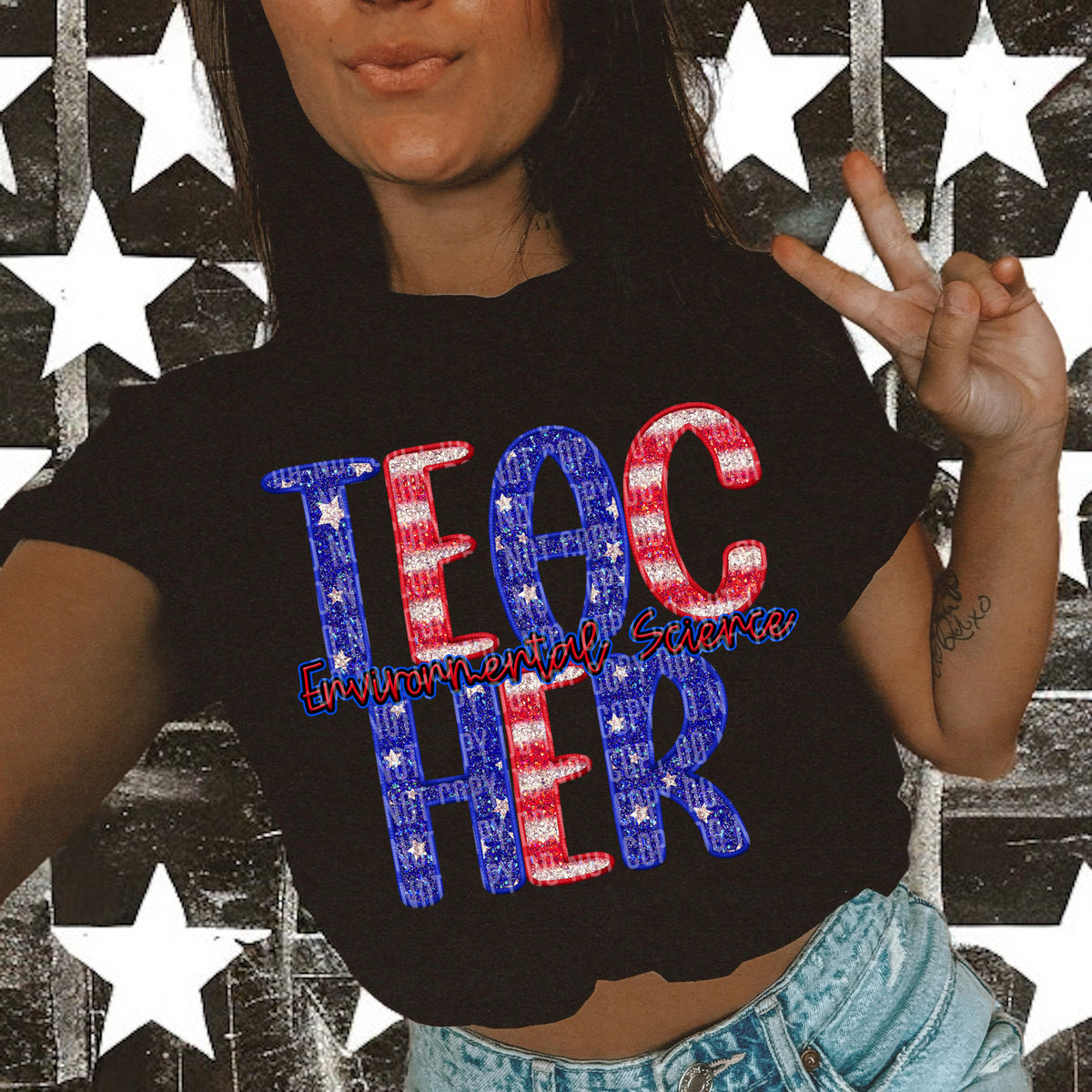 Patriotic Enviromental Science Teacher (Caplinger) 102175 DTF transfer