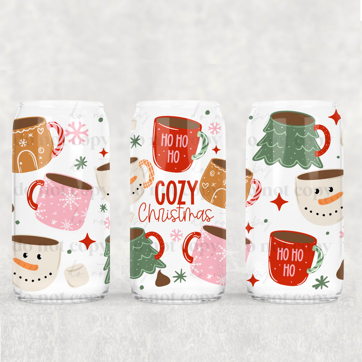 Cozy Christmas mugs UV DTF WRAP