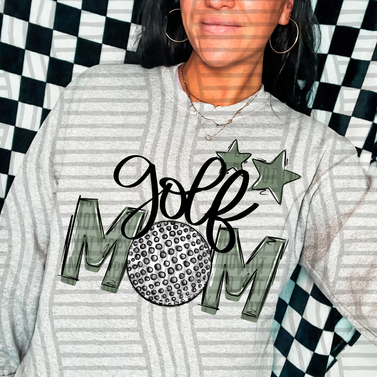golf mom gray sage green stars (Caplinger) DTF transfer