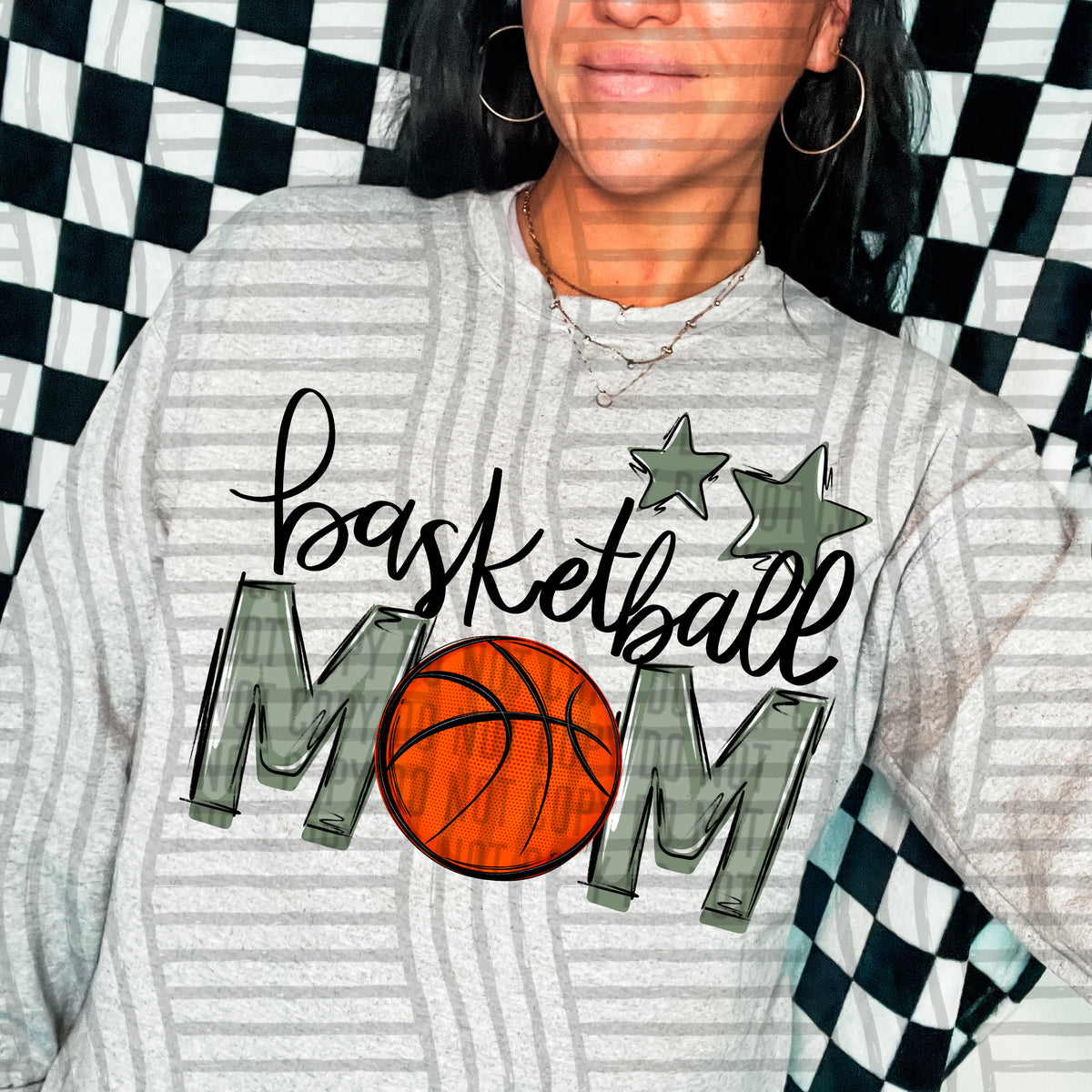 basketball mom gray sage stars (Caplinger) DTF transfer
