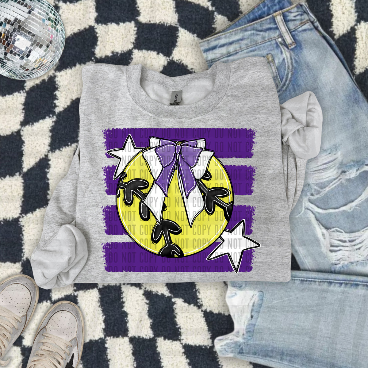 purple softball bow bow (caplinger) DTF transfer