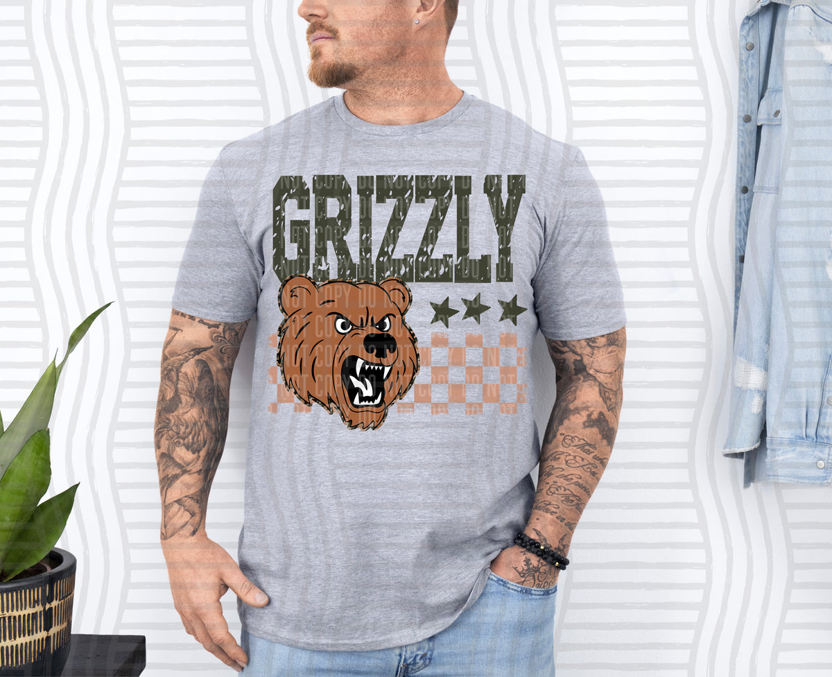 Grizzly Tan Checker (Caplinger) DTF Transfers